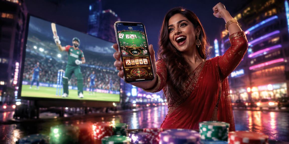 Cricket betting bonus atmosphere under neon lights in Narayanganj